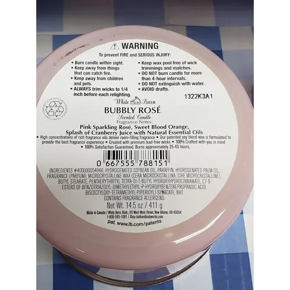 BBW Bubbly Rose Large 3 Wick Candle Home Fragrance Decor - Picture 2 of 2